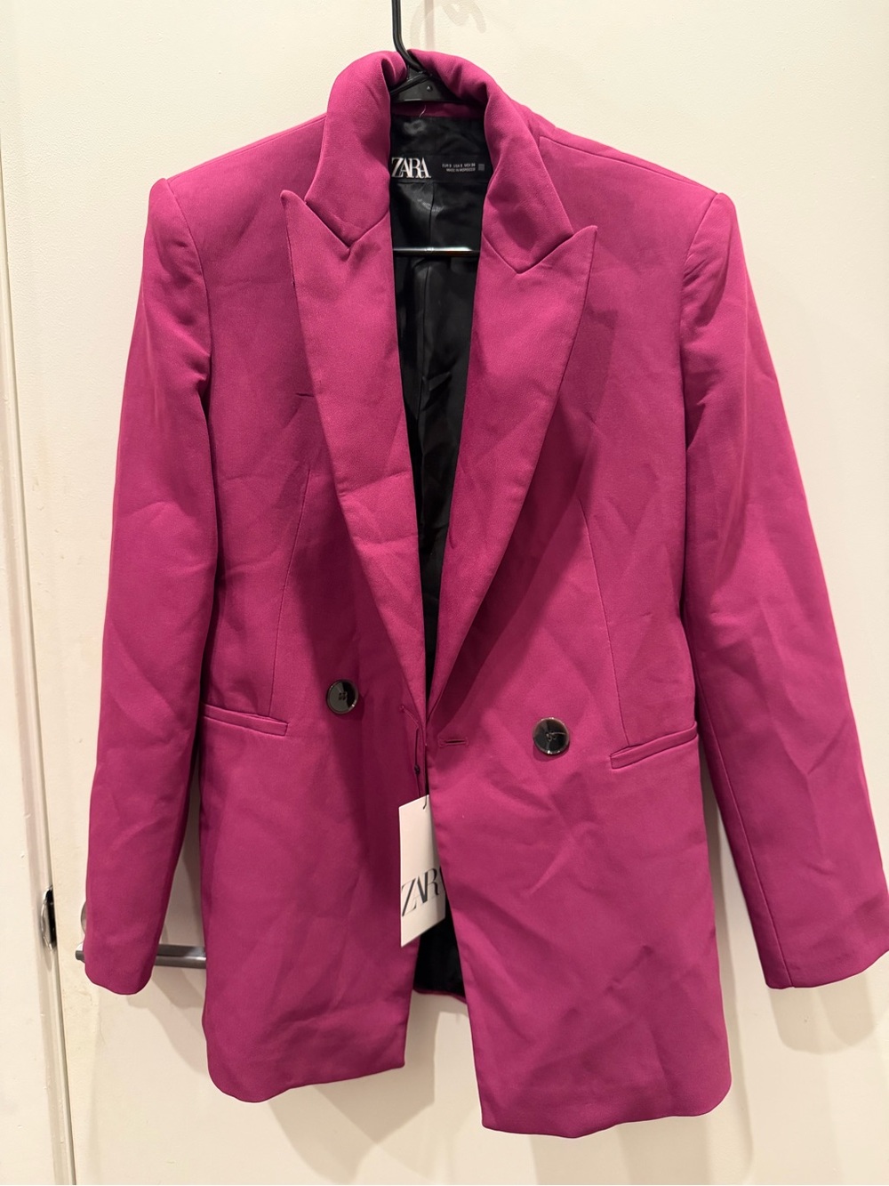 Zara Bright Fuchsia Double-Breasted Blazer